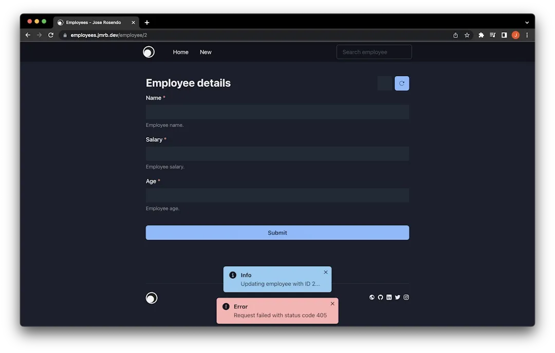 Gestión y notificación de errores